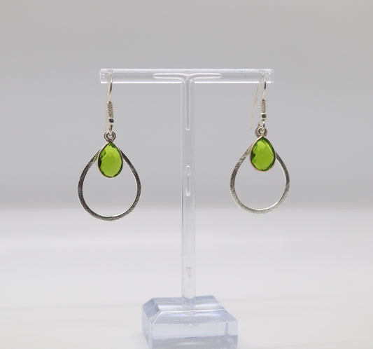 Emerald Drop Silver Earrings