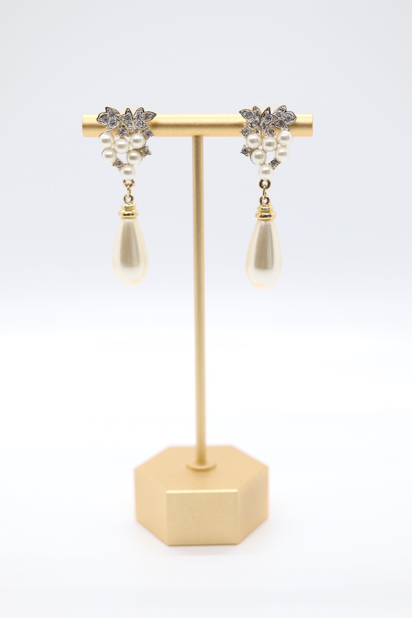 Pearl Drop Earrings  With CZ Accent