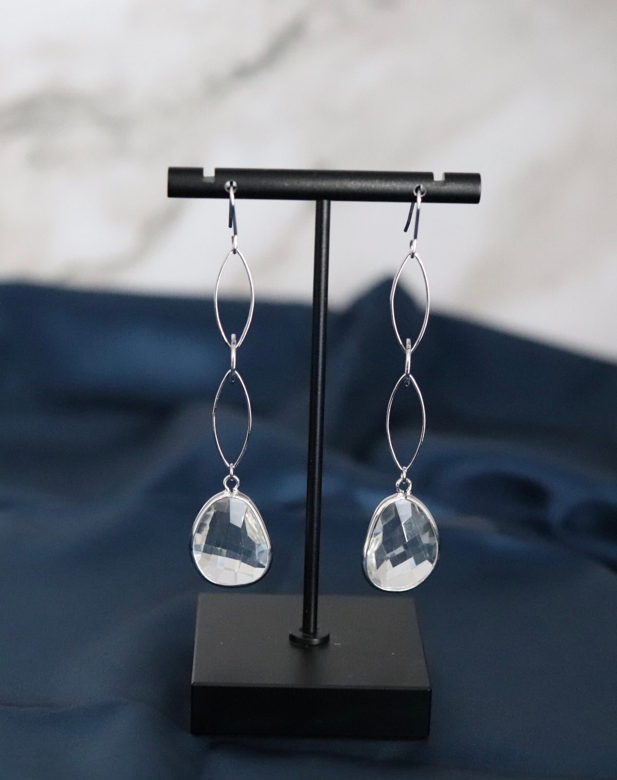 Silver Teardrop Dangling Earrings