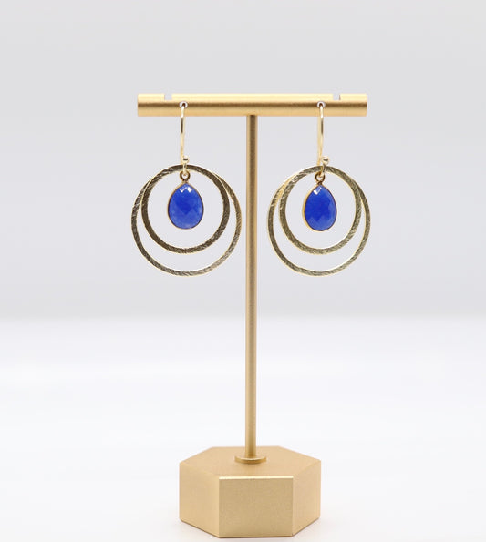 Double Circle Gold Tanzanite Earrings