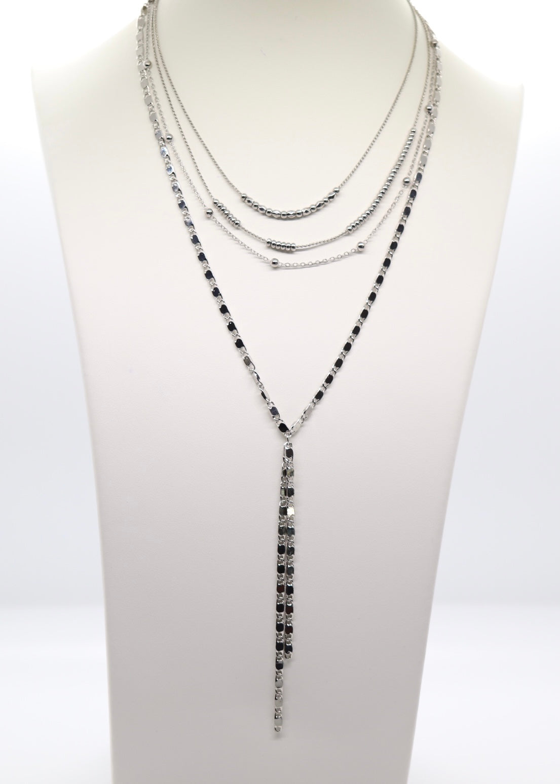 4 Layer Silver Beaded Necklace