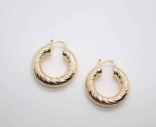 Medium Croissant Earrings, Thick Gold Hoop, Twisted Curved Hoop, Gold Twisted Hoop Earrings