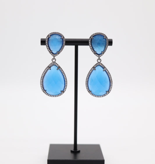 Stunning Caribbean Blue TearDrop Earrings