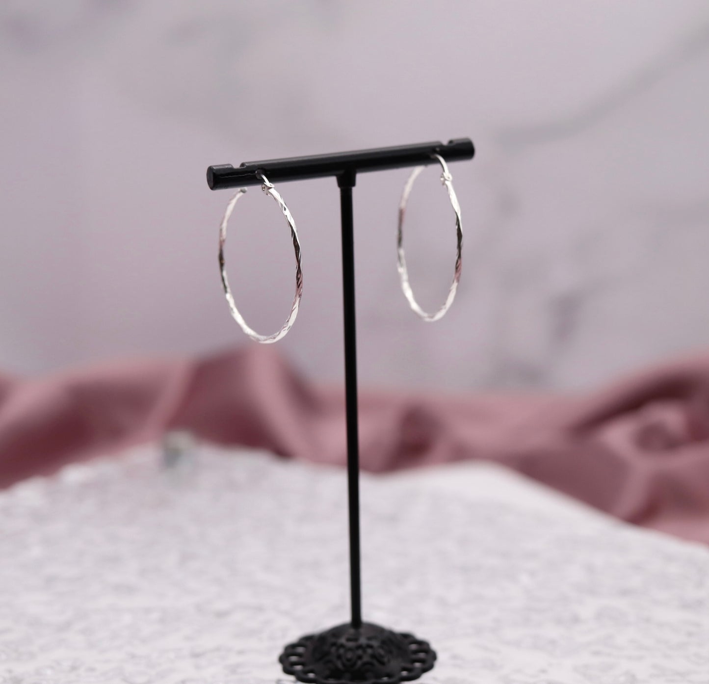 Sterling Silver Diamond Cut Hoop Earrings