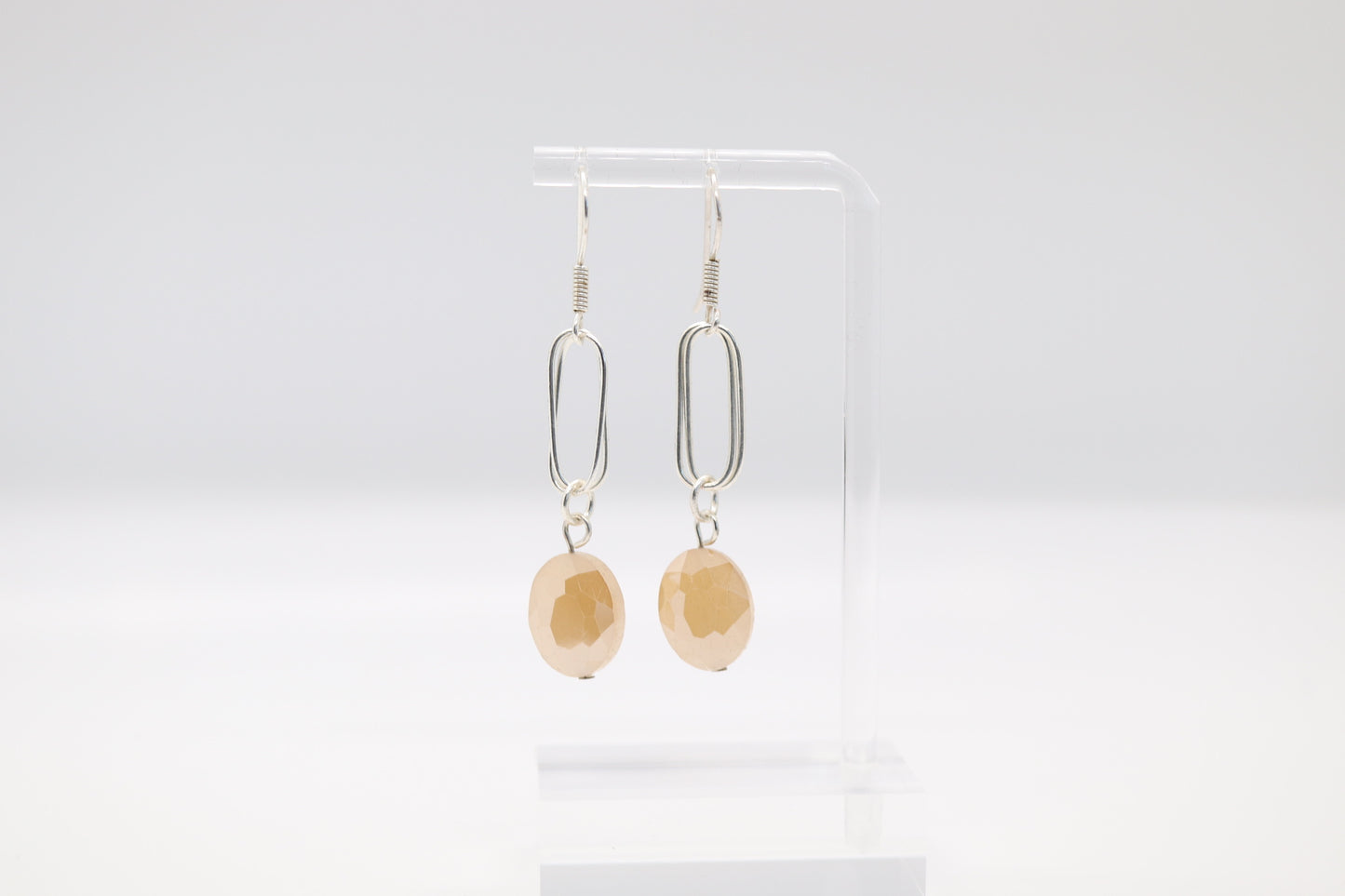 Paper Clip Beige Earrings