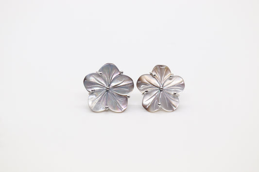 Genuine Sterling Pearl Flower Earrings