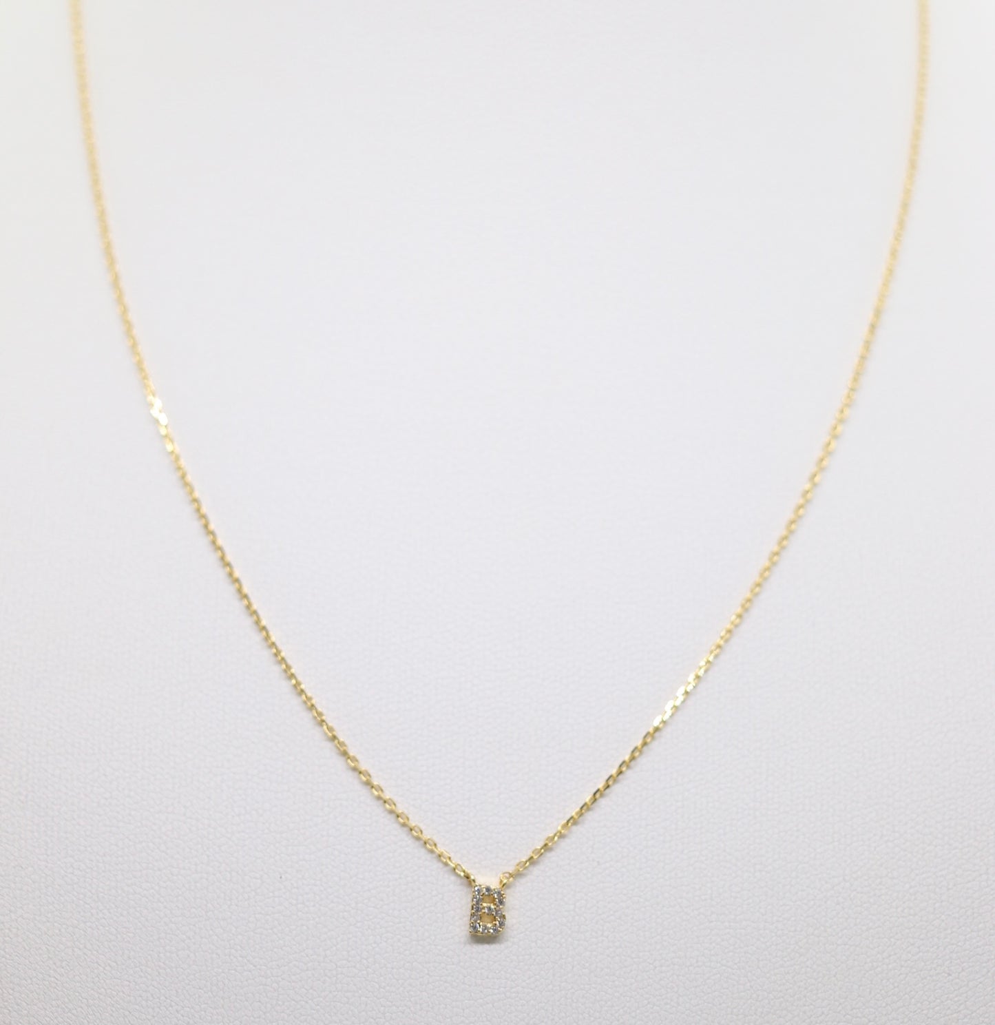 Gold Mini Pave Initial Necklace (B)