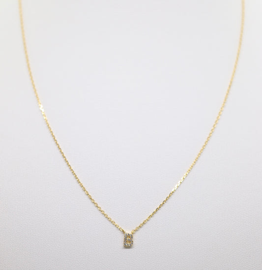 Gold Mini Pave Initial Necklace (B)