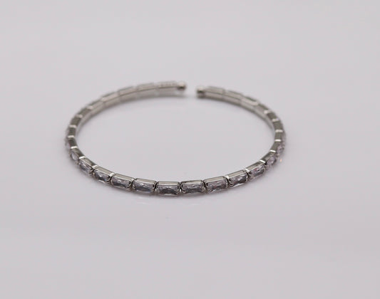 Silver Rectangular Cubic Stackable Bracelet