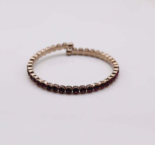 Dark Red Opal/Gold Metal Bracelet