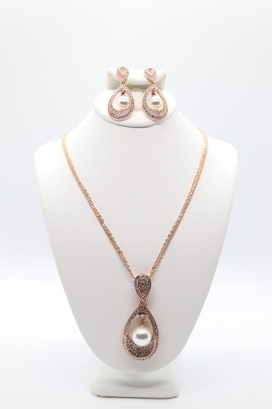 Beautiful Rose Gold Earrings and Necklace