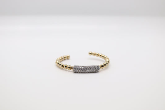 Gold Plated Beaded Cuff Bracelet