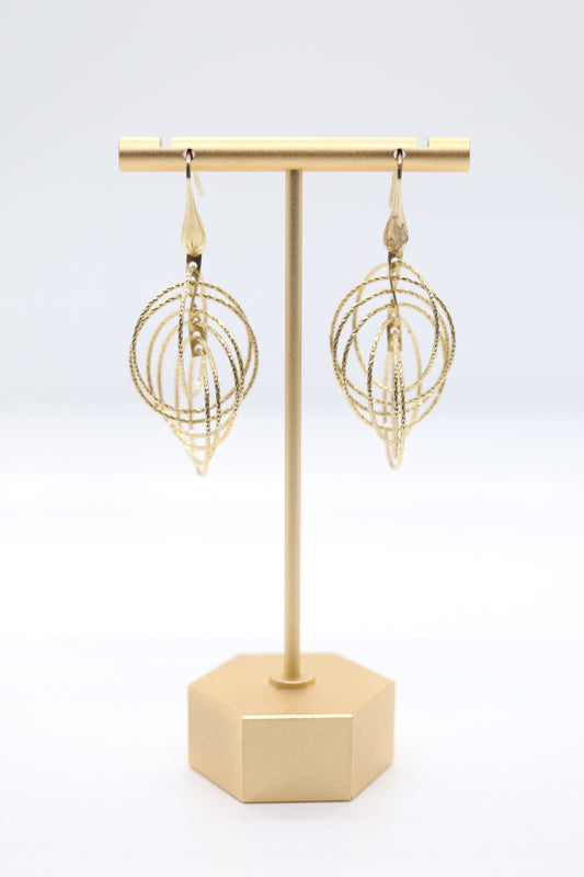 Gold Multi-Circles Italian Dangle Earrings (Sterling Earrings)