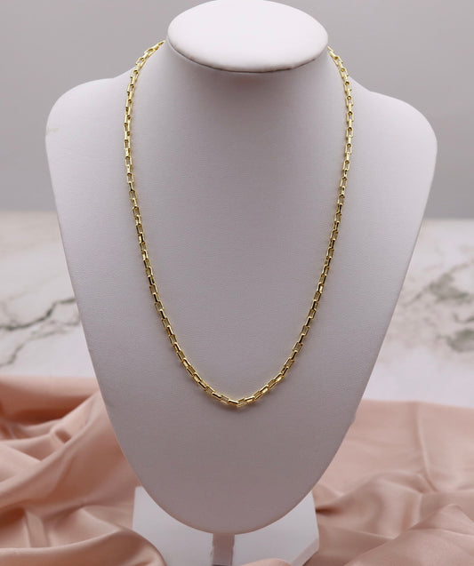 Gold Plated Link Box Chain Necklace