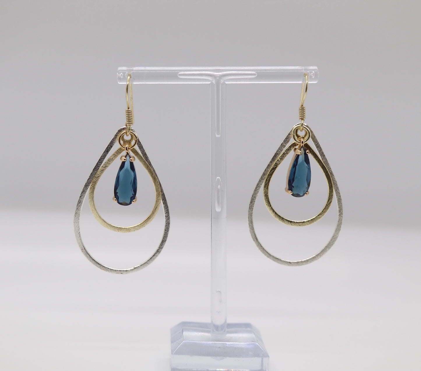 Gold, Silver and Blue Earrings