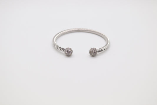 Rope Silver Bracelet with CZ Ends