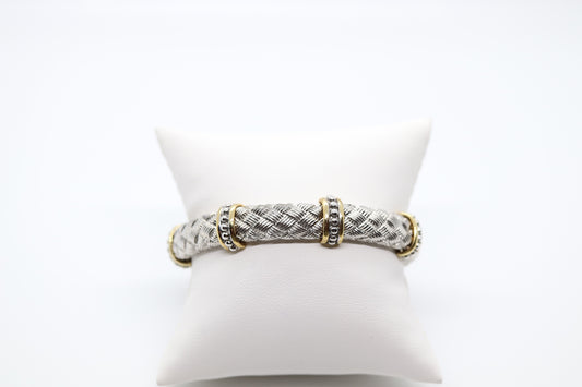 Silver Bracelet with Gold Bars and Beads