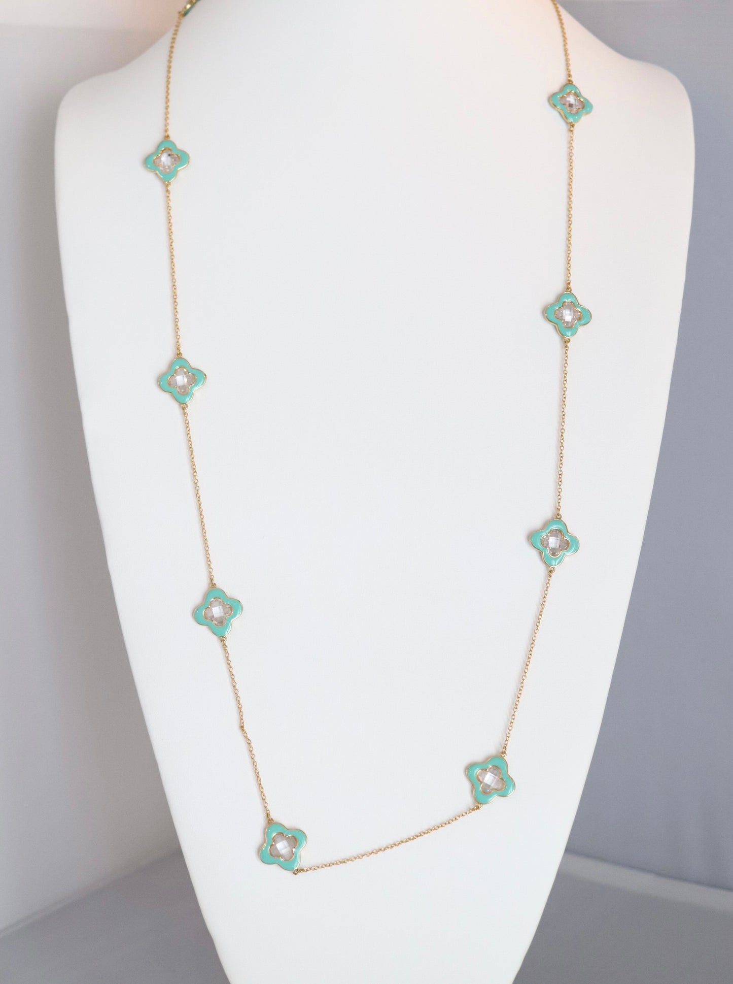Turquoise Clover Gold Necklace