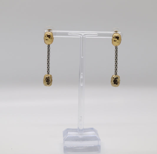 Silver Dangling Earrings With Solid Gold Tip