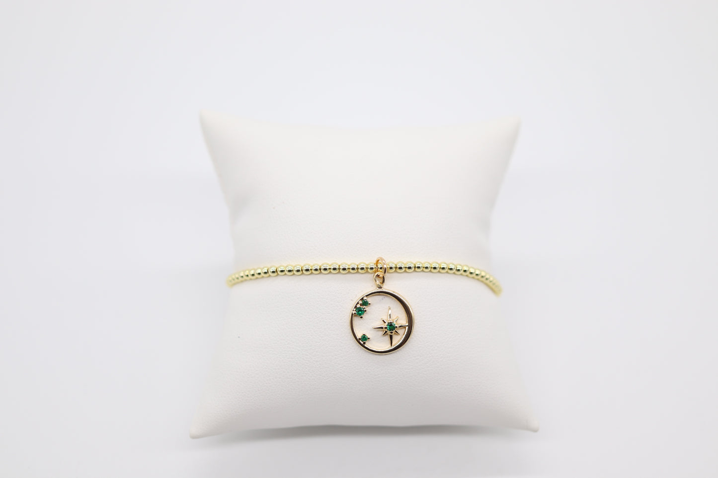 Classic Gold Beaded Bracelet With Star Pendant (3mm)