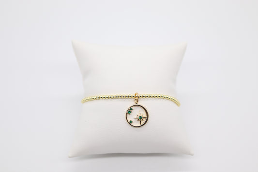 Classic Gold Beaded Bracelet With Star Pendant (3mm)