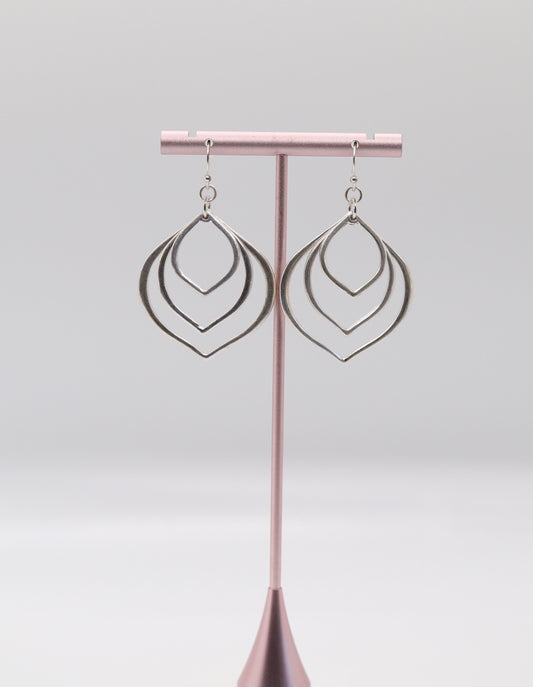 Silver 3-Tier Dangle Earrings