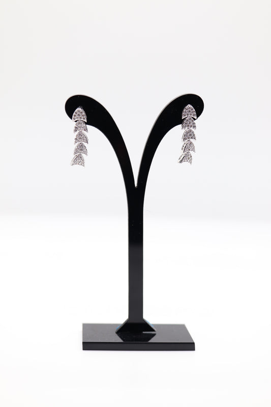 Silver 4-Tier CZ Earrings